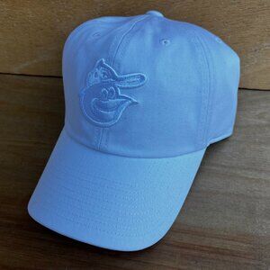 MITCHELL & NESS BALTIMORE ORIOLES WHITE OUT PRO CROWN STRAP BACK DAD HAT NEW